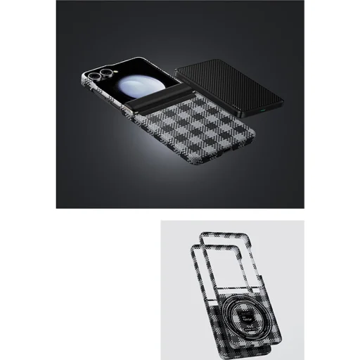  Samsung Galaxy Z Flip 7 fekete Benks Magnetic Armor Vichy Spin Kevlar fliptok 1000D (BK48) tok - 11