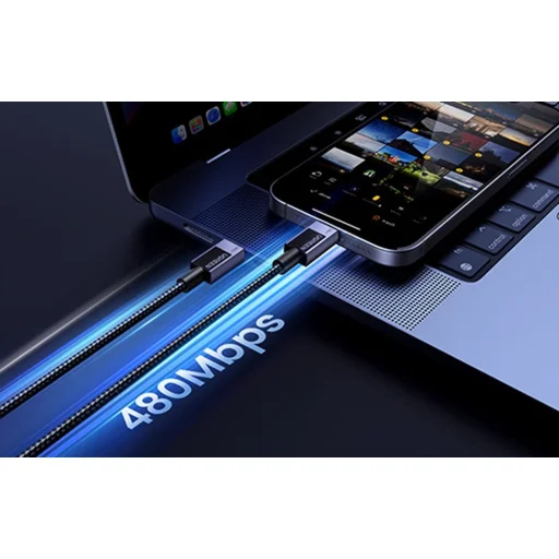 USB-C USB-C kábel Ugreen L513, 240W, 1m, 480Mbps (Csillagszürke) - 4