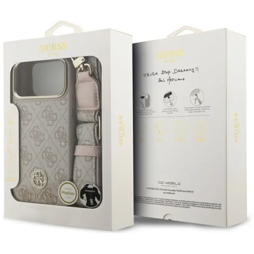  iPhone 17 Pro Max Pink Guess Original 4G Strass Logo & Big Strap Metal Buttons MagSafe tok - 9