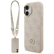  iPhone 17 rózsaszín GUESS 4G Strass Logo & Big Strap Metal Buttons MagSafe Original tok