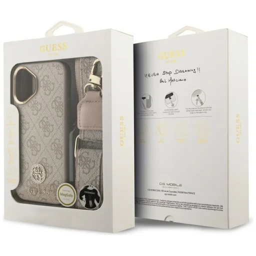  iPhone 17 rózsaszín GUESS 4G Strass Logo & Big Strap Metal Buttons MagSafe Original tok - 9