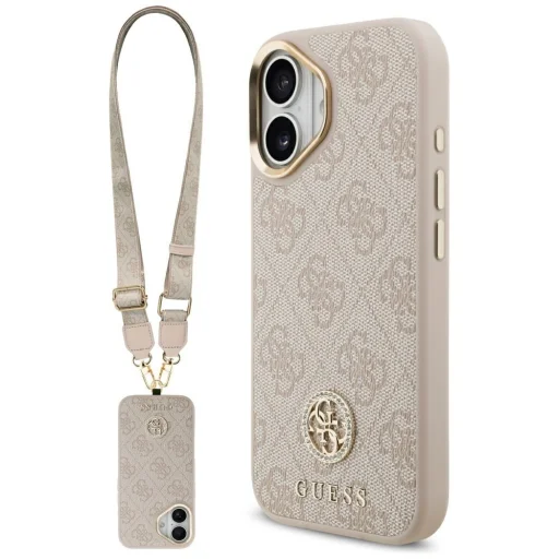  iPhone 17 rózsaszín GUESS 4G Strass Logo & Big Strap Metal Buttons MagSafe Original tok - 1