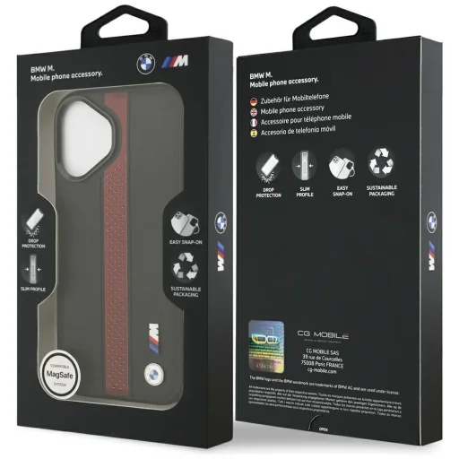 iPhone 17 BMW M Perforált Csíkmintás Logós MagSafe tok piros - 8