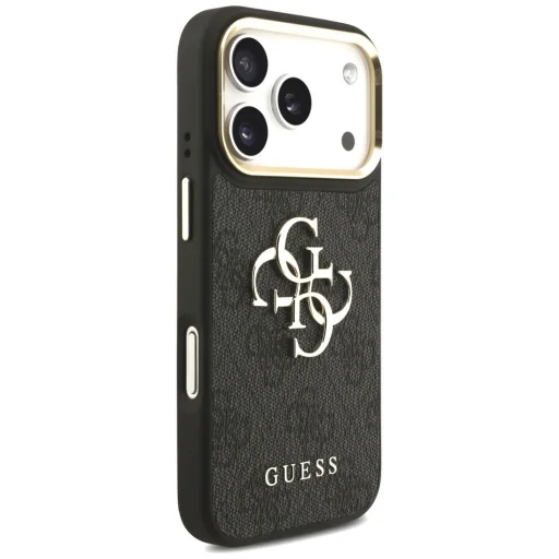 iPhone 17 Pro Guess 4G Big 4G Classic Logo Big Strap Metal Gombok fekete tok - 4