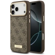iPhone 17 Pro Max Guess 4G Logo Plate MagSafe tok Barna