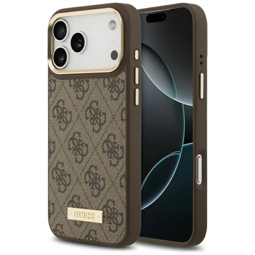 iPhone 17 Pro Max Guess 4G Logo Plate MagSafe tok Barna - 1