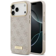 iPhone 17 Pro Max Guess 4G Logo Plate MagSafe rózsaszín tok
