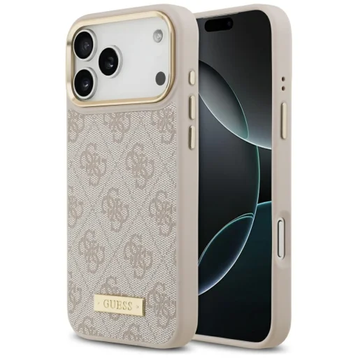 iPhone 17 Pro Max Guess 4G Logo Plate MagSafe rózsaszín tok - 1