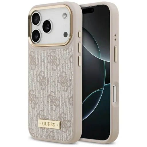 iPhone 17 Pro Guess 4G Logo Plate MagSafe tok Rózsaszín - 1
