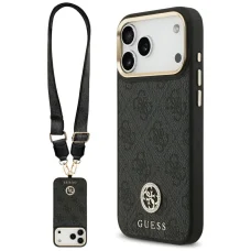 iPhone 17 Pro Max Guess 4G Srtass Logo & Big Strap Metal Buttons MagSafe fekete tok