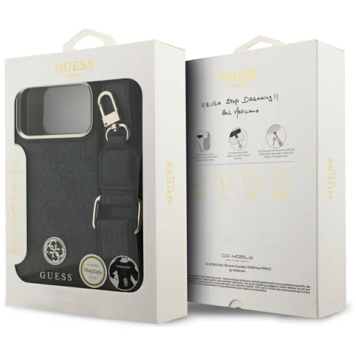 iPhone 17 Pro Max Guess 4G Srtass Logo & Big Strap Metal Buttons MagSafe fekete tok - 9