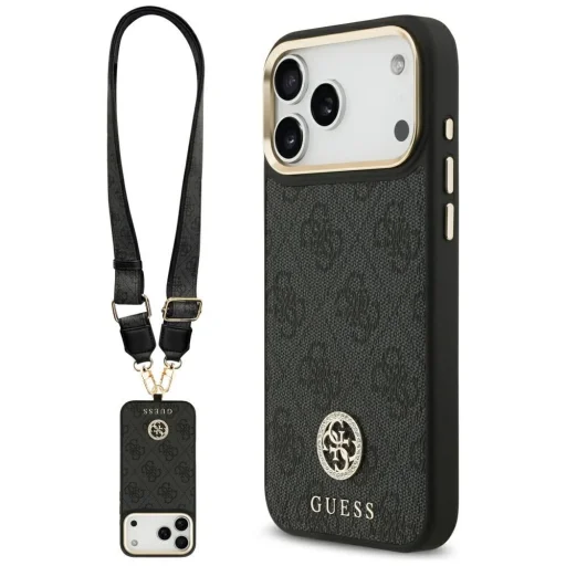 iPhone 17 Pro Max Guess 4G Srtass Logo & Big Strap Metal Buttons MagSafe fekete tok - 1