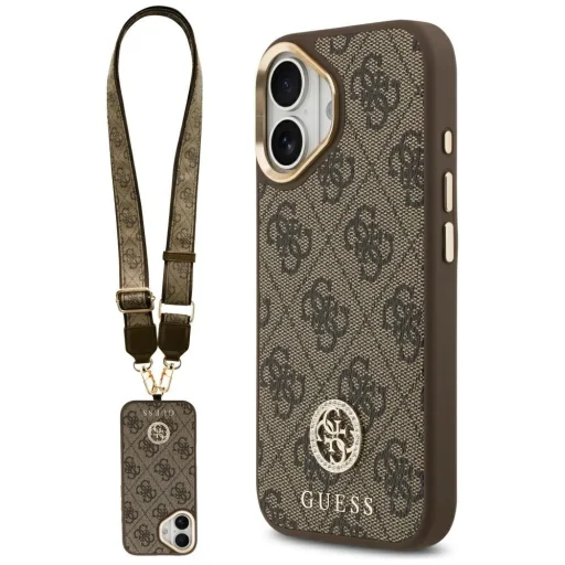 iPhone 17 Guess 4G Strass Logo & Big Strap Metal Buttons MagSafe barna tok - 1