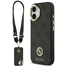 iPhone 17 Guess 4G Strass Logo & Big Strap Metal Buttons MagSafe tok Fekete