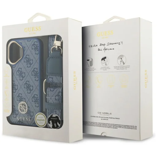 iPhone 17 Guess 4G Strass Logo & Big Strap Metal Buttons MagSafe tok kék - 9