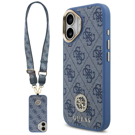 iPhone 17 Guess 4G Strass Logo & Big Strap Metal Buttons MagSafe tok kék - 1