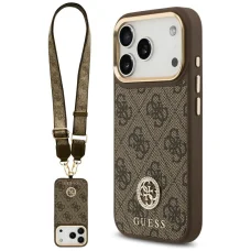 iPhone 17 Pro Guess 4G Strass Logo & Nagy Pánt Fém Gombok MagSafe Barna tok