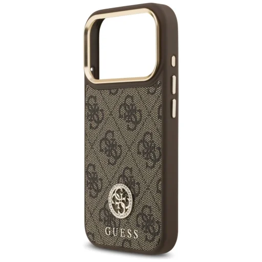 iPhone 17 Pro Guess 4G Strass Logo & Nagy Pánt Fém Gombok MagSafe Barna tok - 6