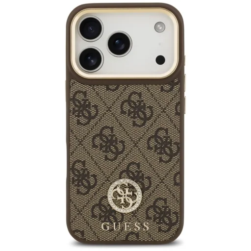 iPhone 17 Pro Guess 4G Strass Logo & Nagy Pánt Fém Gombok MagSafe Barna tok - 3