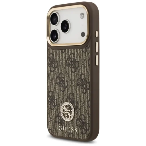 iPhone 17 Pro Guess 4G Strass Logo & Nagy Pánt Fém Gombok MagSafe Barna tok - 4