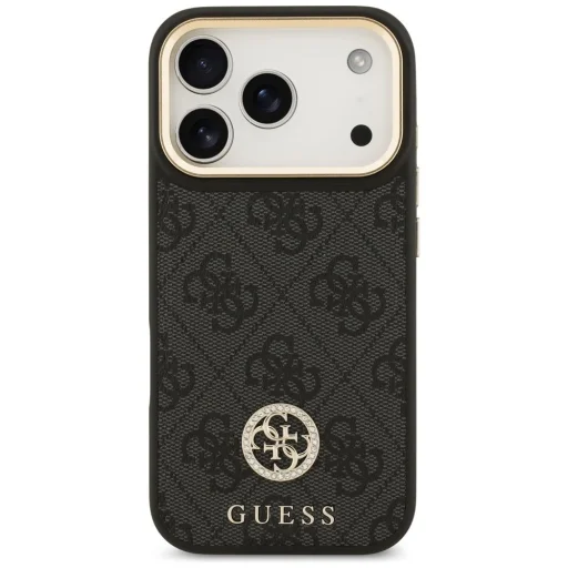 iPhone 17 Pro Guess 4G Strass Logo & Big Strap Metal Buttons MagSafe tok Fekete - 3