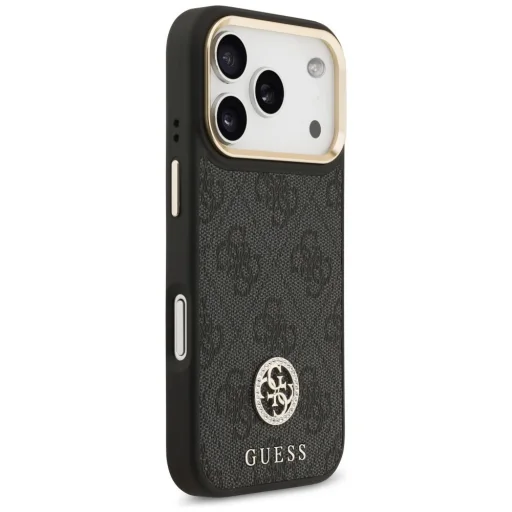 iPhone 17 Pro Guess 4G Strass Logo & Big Strap Metal Buttons MagSafe tok Fekete - 4
