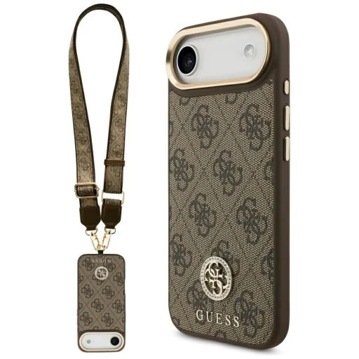 iPhone 17 Air Guess 4G Strass Logo & Big Strap Metal Buttons MagSafe tok Barna tok - 1