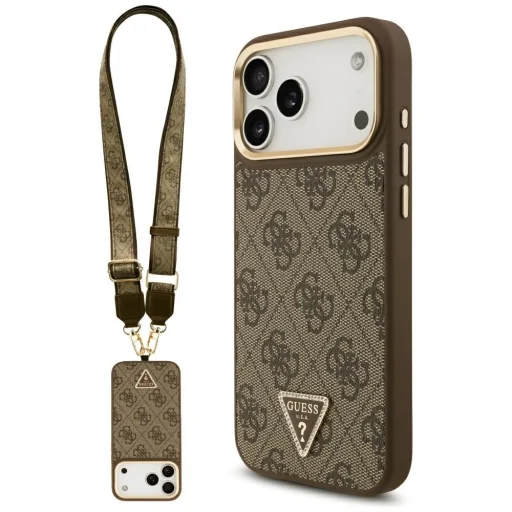 iPhone 17 Pro Max Guess 4G Triangle Logo & Big Strap Metal Buttons MagSafe Barna tok - 1