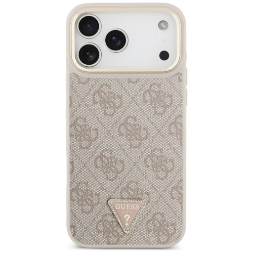iPhone 17 Pro Max Guess 4G háromszög logó és nagy szíj fém gombok MagSafe rózsaszín tok - 3