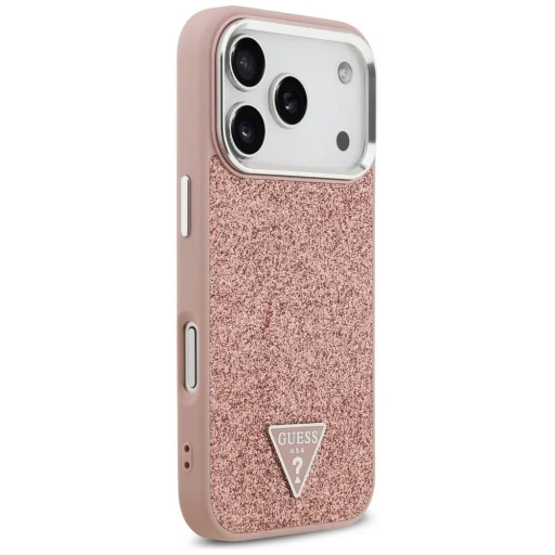 iPhone 17 Pro Guess Glitter Triangle Logo MagSafe tok rózsaszín - 4