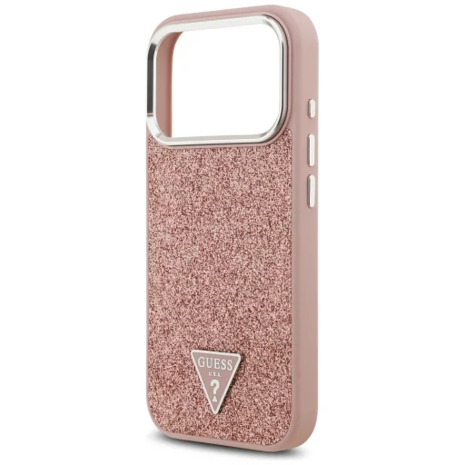 iPhone 17 Pro Guess Glitter Triangle Logo MagSafe tok rózsaszín - 6