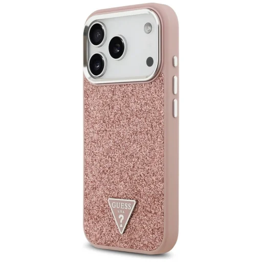 iPhone 17 Pro Guess Glitter Triangle Logo MagSafe tok rózsaszín - 2