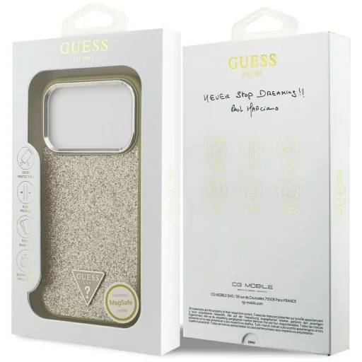 iPhone 17 Pro Guess Glitter Triangle Logo MagSafe tok arany - 8