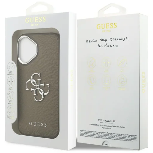 iPhone 17 Pro Guess Grained Big 4G Classic Logo barna tok - 8