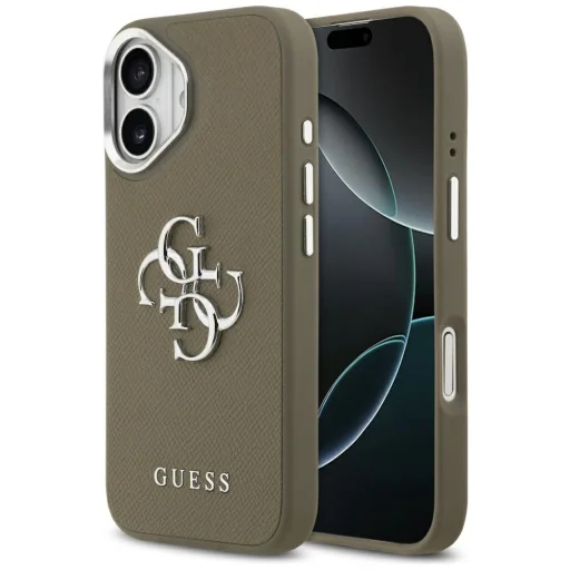 iPhone 17 Pro Guess Grained Big 4G Classic Logo barna tok - 1