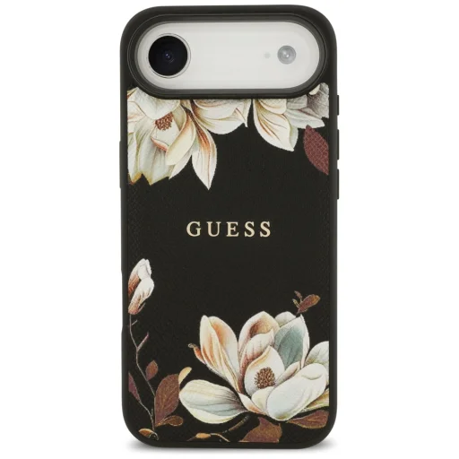 iPhone Air Guess Grained Flowers Classic Logo MagSafe tok fekete - 3
