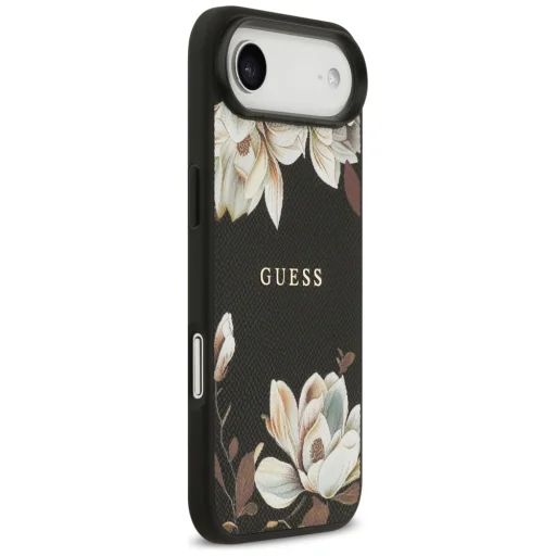 iPhone Air Guess Grained Flowers Classic Logo MagSafe tok fekete - 4