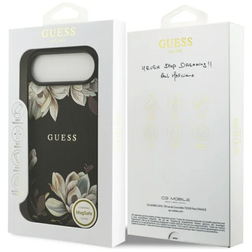 iPhone Air Guess Grained Flowers Classic Logo MagSafe tok fekete - 8