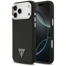 iPhone 17 Pro Guess Grained Triangle Logo MagSafe tok fekete,