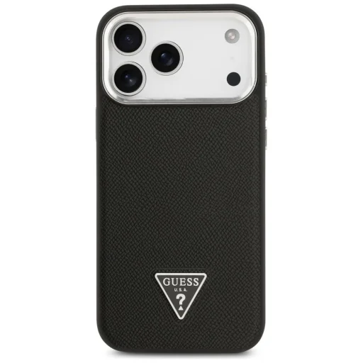 iPhone 17 Pro Guess Grained Triangle Logo MagSafe tok fekete, - 3