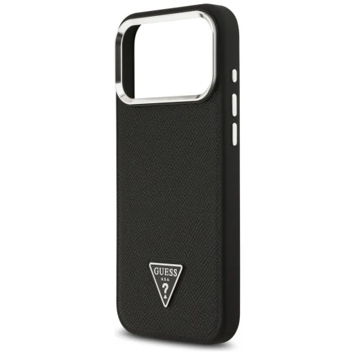 iPhone 17 Pro Guess Grained Triangle Logo MagSafe tok fekete, - 6