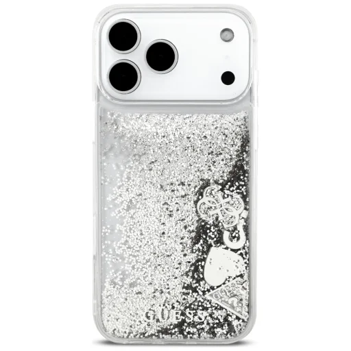 iPhone 17 Pro Max Guess Liq. Glitter Charms Ezüst tok - 4
