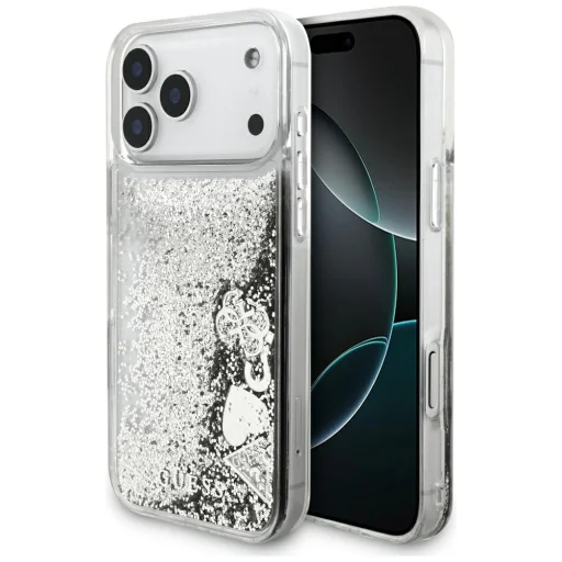 iPhone 17 Pro Max Guess Liq. Glitter Charms Ezüst tok - 1