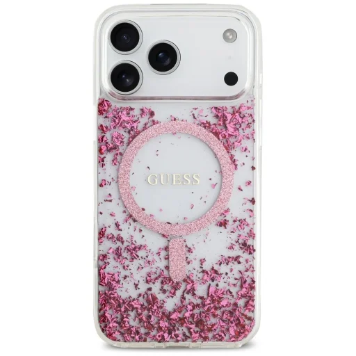 iPhone 17 Pro Max Guess Resin Bottom Glitter MagSafe tok Rózsaszín - 3