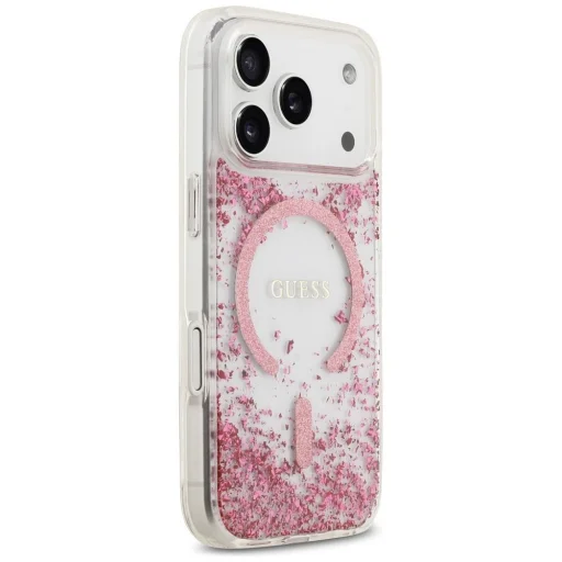 iPhone 17 Pro Guess Resin Bottom Glitter MagSafe tok rózsaszín - 4