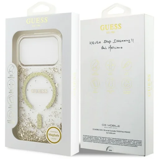 iPhone 17 Pro Guess Resin Bottom Glitter MagSafe tok arany - 8