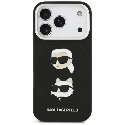 iPhone 17 Pro Karl Lagerfeld FW Grained Karl & Choupette Fejek Brossok & Logó Fekete tok - 3