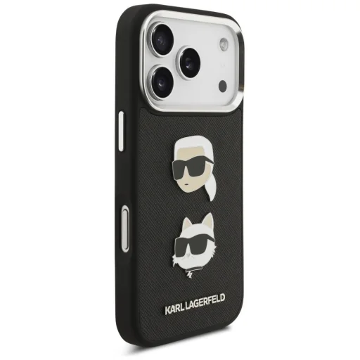 iPhone 17 Pro Karl Lagerfeld FW Grained Karl & Choupette Fejek Brossok & Logó Fekete tok - 4