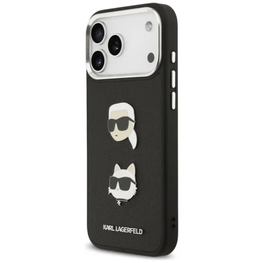 iPhone 17 Pro Max Karl Lagerfeld FW Grained Karl & Choupette Fejek és Logó Fekete tok - 2