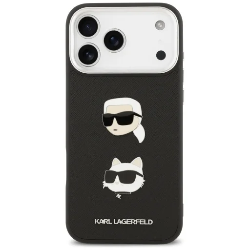 iPhone 17 Pro Max Karl Lagerfeld FW Grained Karl & Choupette Fejek és Logó Fekete tok - 3